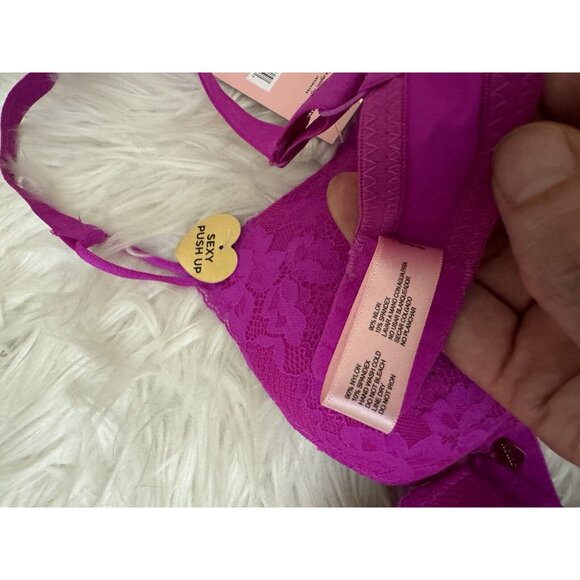 Juicy‎ Couture Intimates Size 34B Sexy Push Up Underwire Bra Venus Pink Lace New - Picture 10 of 11